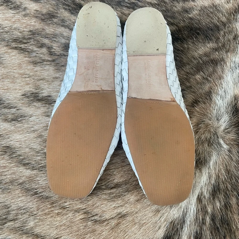 Freda Salvador White Woven Leather Ballet Flats - Picture 4 of 4